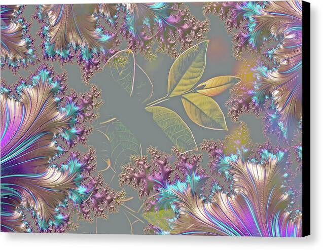 Feathers Gathered around Spring Leaves - Canvas Print