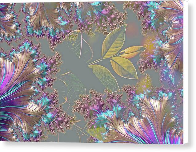 Feathers Gathered around Spring Leaves - Canvas Print