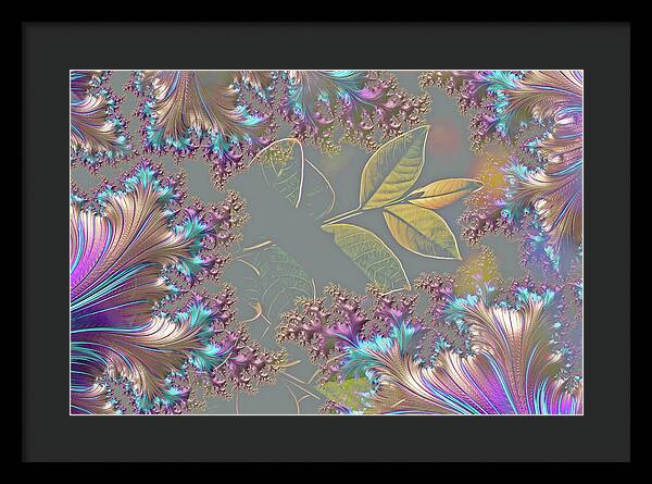 Feathers Gathered around Spring Leaves - Framed Print