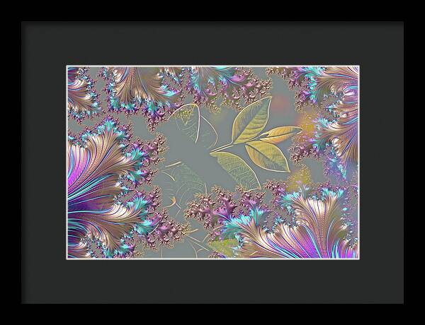 Feathers Gathered around Spring Leaves - Framed Print