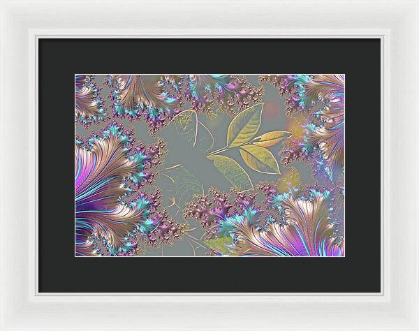 Feathers Gathered around Spring Leaves - Framed Print