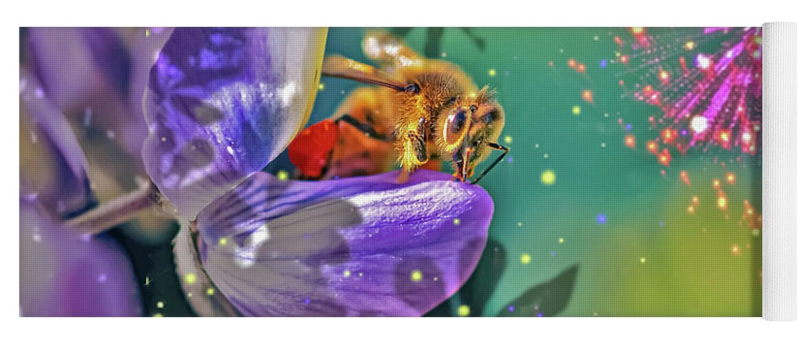 Fireworks and Bee on Flower - Yoga Mat