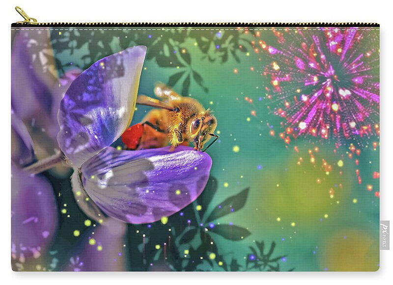 Fireworks and Bee on Flower - Zip Pouch