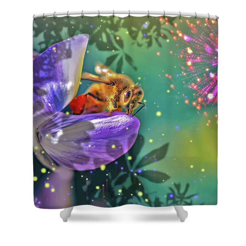 Fireworks and Bee on Flower - Shower Curtain