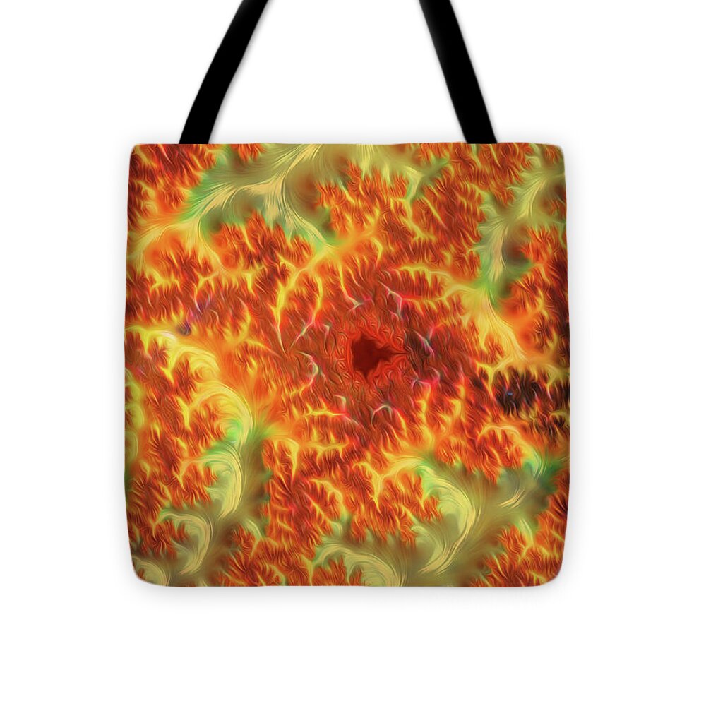 Firey Fractals of Orange and Yellow - Tote Bag