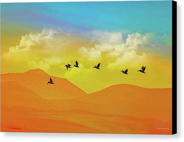 Flying Birds on an artistic background - Canvas Print