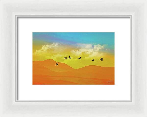 Flying Birds on an artistic background - Framed Print
