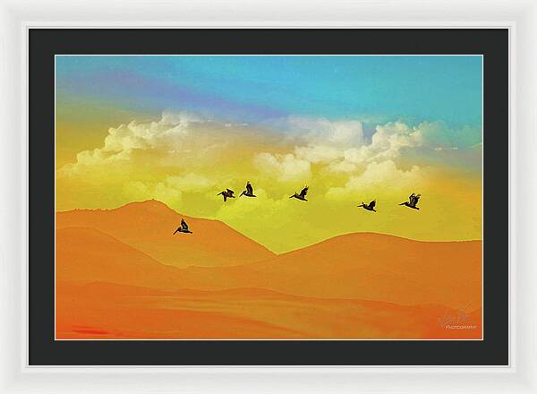 Flying Birds on an artistic background - Framed Print