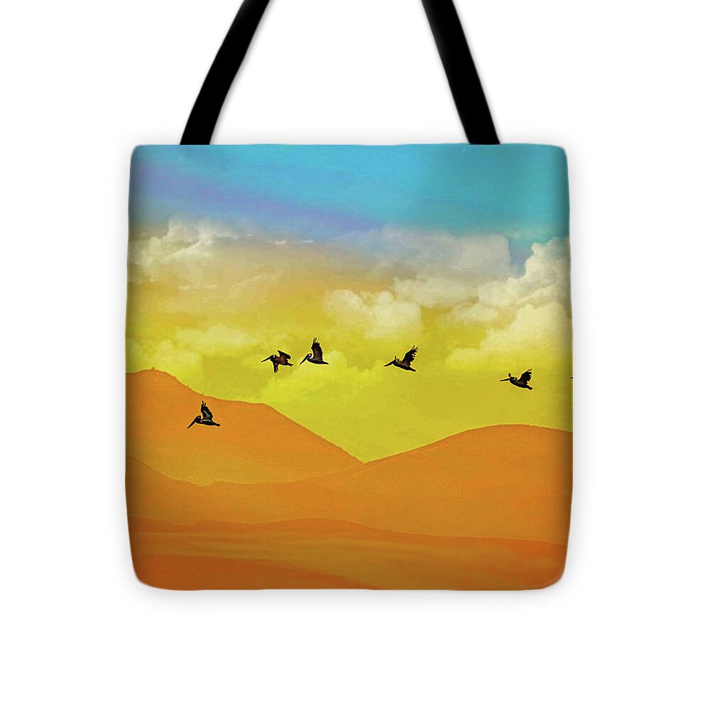 Flying Birds on an artistic background - Tote Bag