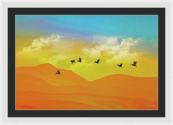 Flying Birds on an artistic background - Framed Print