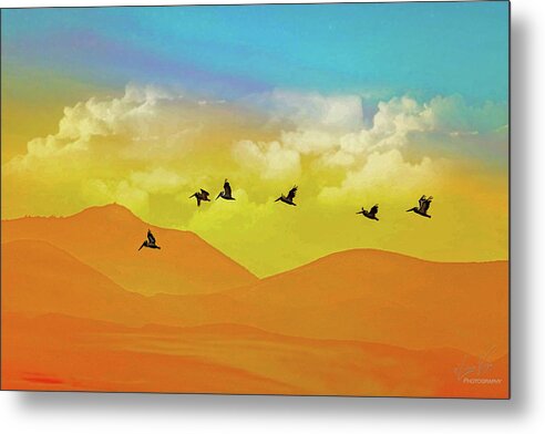 Flying Birds on an artistic background - Metal Print