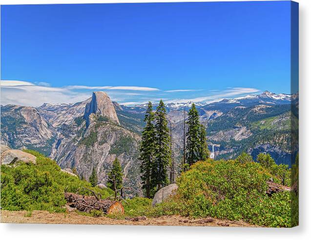 Forest Landscape of Half Dome and Waterfall - Canvas Print