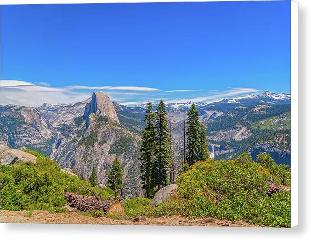 Forest Landscape of Half Dome and Waterfall - Canvas Print