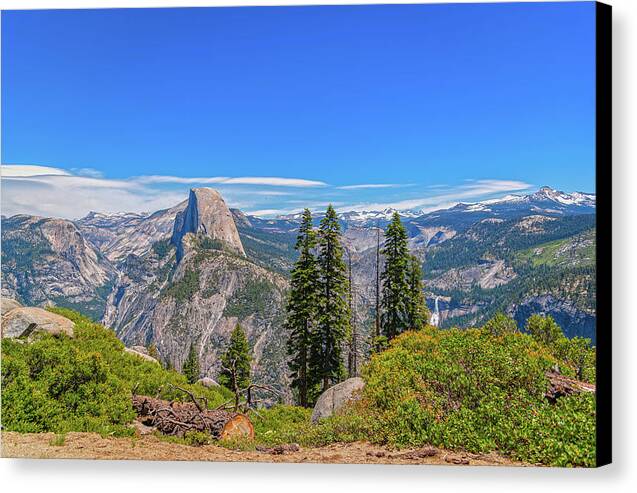 Forest Landscape of Half Dome and Waterfall - Canvas Print