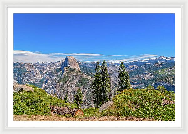 Forest Landscape of Half Dome and Waterfall - Framed Print
