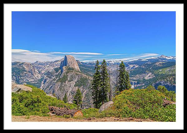 Forest Landscape of Half Dome and Waterfall - Framed Print