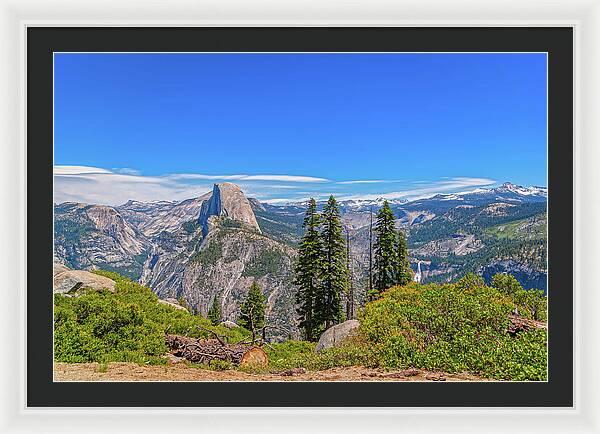 Forest Landscape of Half Dome and Waterfall - Framed Print