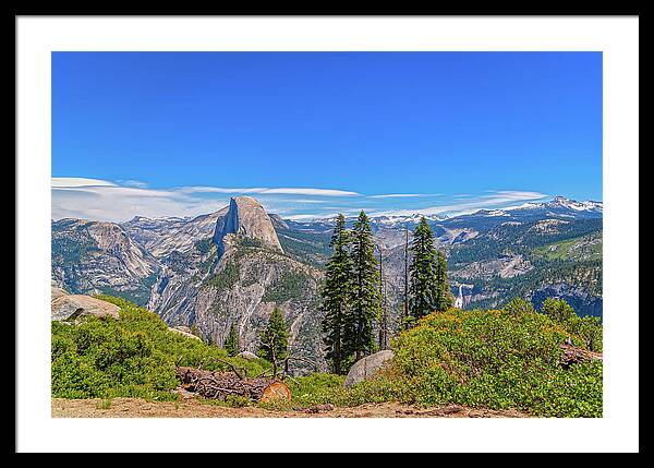 Forest Landscape of Half Dome and Waterfall - Framed Print