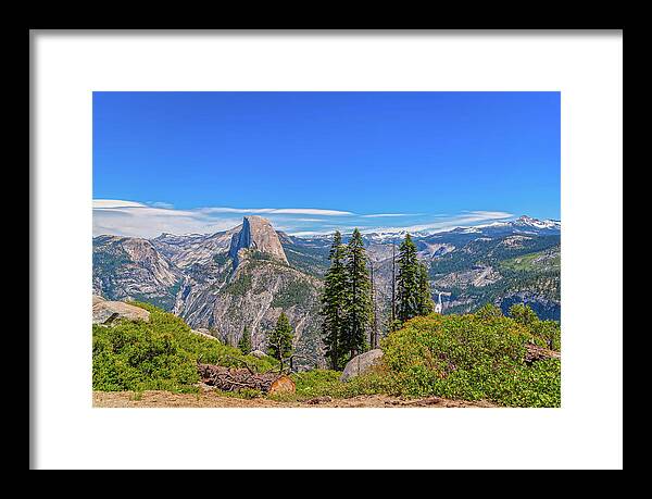 Forest Landscape of Half Dome and Waterfall - Framed Print