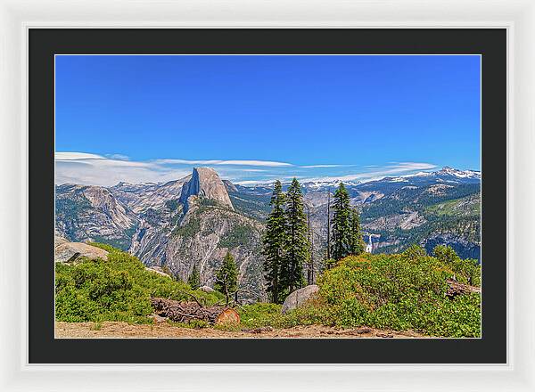 Forest Landscape of Half Dome and Waterfall - Framed Print