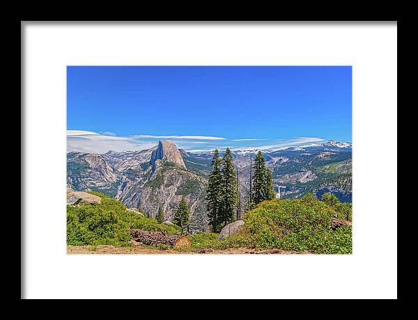 Forest Landscape of Half Dome and Waterfall - Framed Print