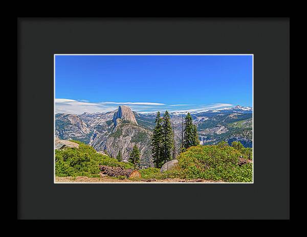 Forest Landscape of Half Dome and Waterfall - Framed Print