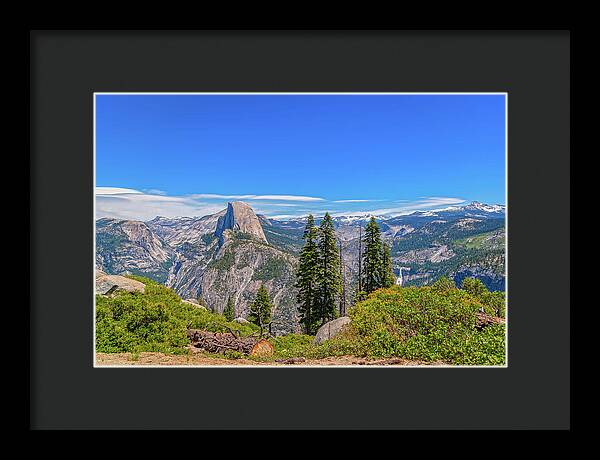 Forest Landscape of Half Dome and Waterfall - Framed Print