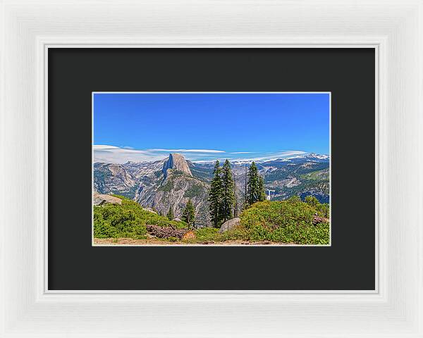Forest Landscape of Half Dome and Waterfall - Framed Print