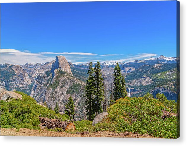 Forest Landscape of Half Dome and Waterfall - Acrylic Print