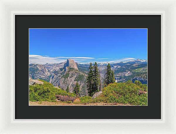 Forest Landscape of Half Dome and Waterfall - Framed Print