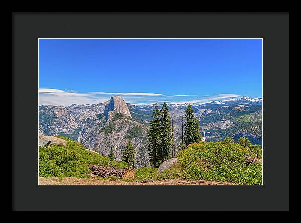 Forest Landscape of Half Dome and Waterfall - Framed Print
