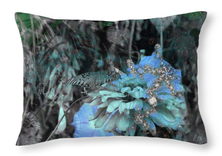 Fractals of Blue in a Garden - Throw Pillow