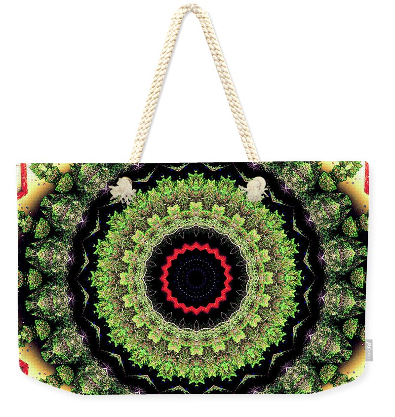 Fractals of Greens Kaleidoscope Pattern - Weekender Tote Bag