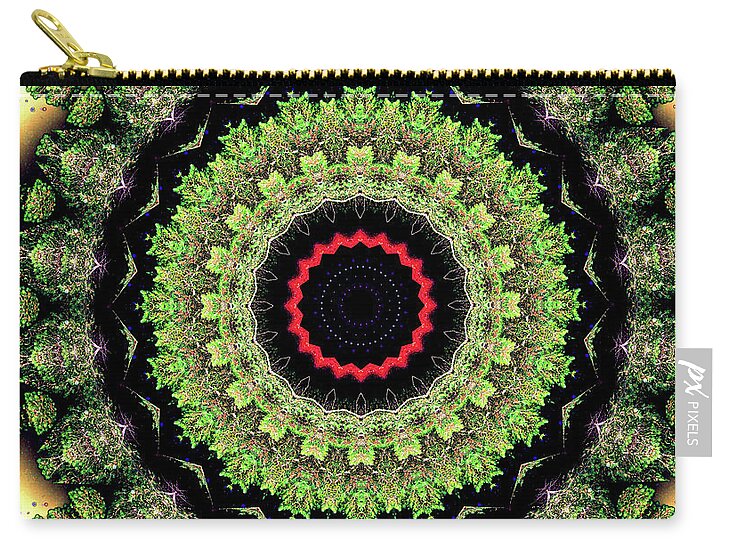 Fractals of Greens Kaleidoscope Pattern - Zip Pouch