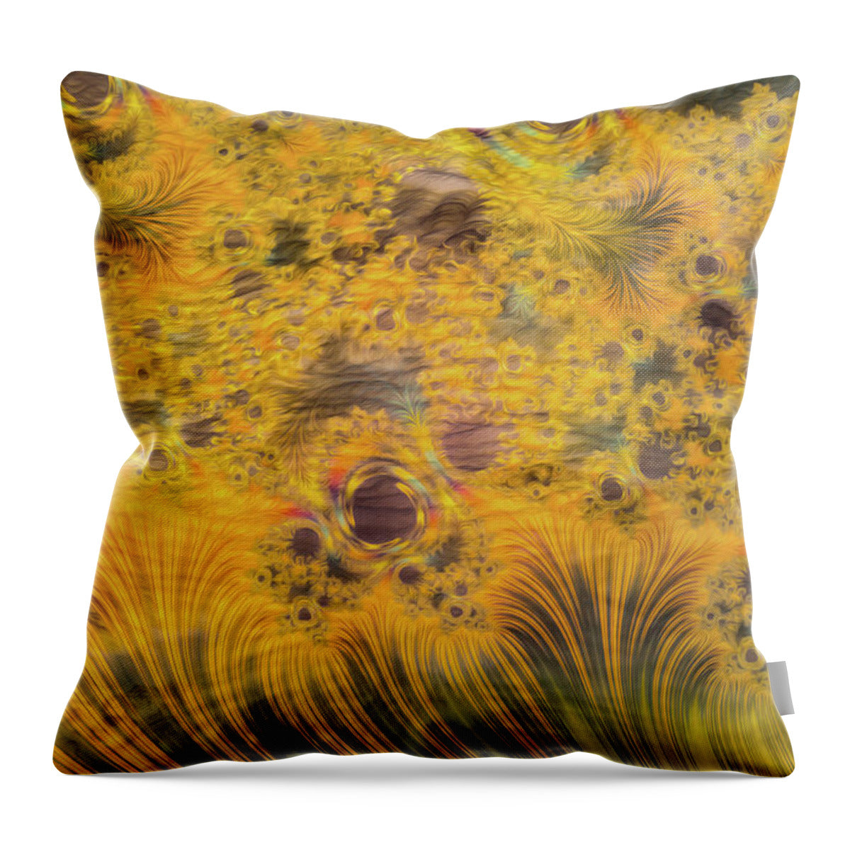 Fractals of Yellow Art - Throw Pillow