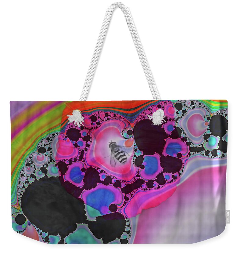 Fractals with Tiny Bumble Bee - Weekender Tote Bag