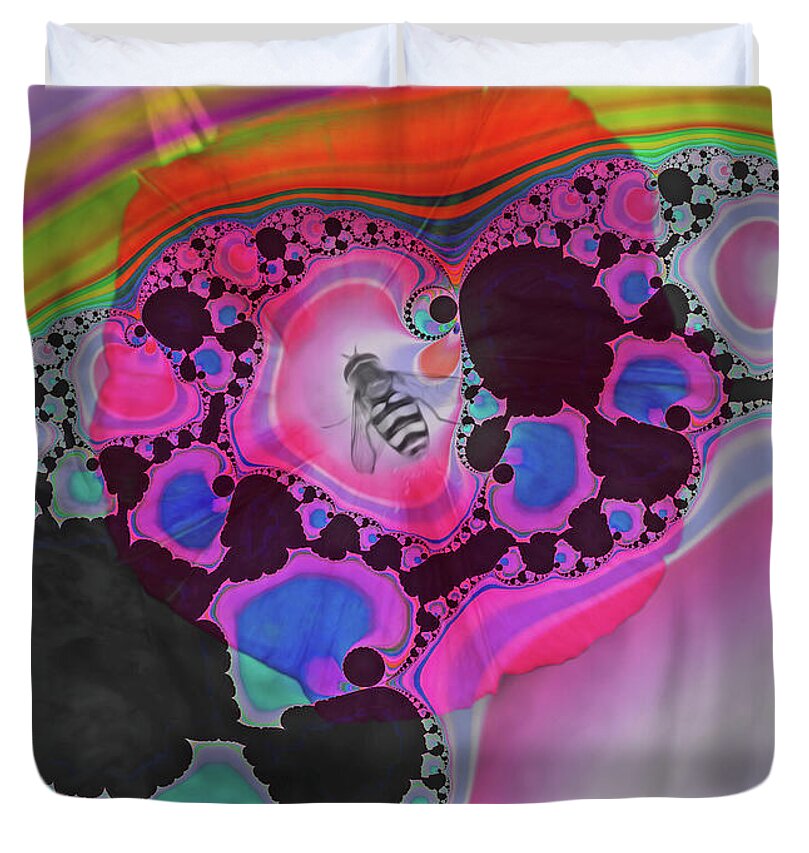 Fractals with Tiny Bumble Bee - Duvet Cover