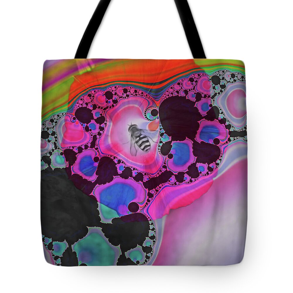 Fractals with Tiny Bumble Bee - Tote Bag