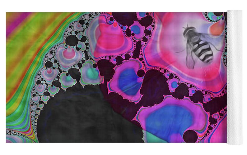 Fractals with Tiny Bumble Bee - Yoga Mat