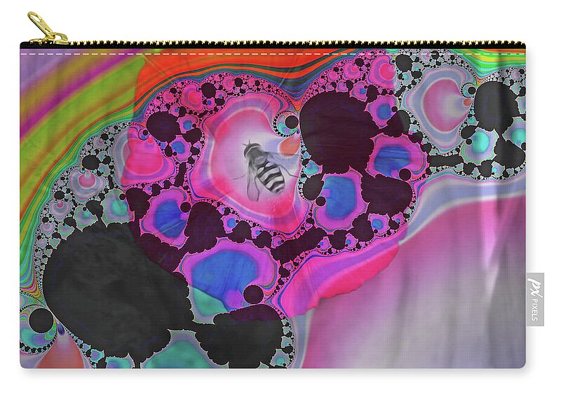 Fractals with Tiny Bumble Bee - Zip Pouch