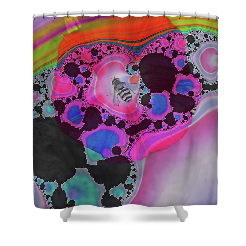 Fractals with Tiny Bumble Bee - Shower Curtain