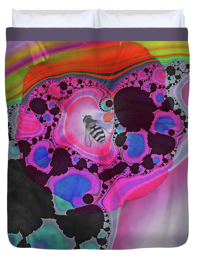 Fractals with Tiny Bumble Bee - Duvet Cover