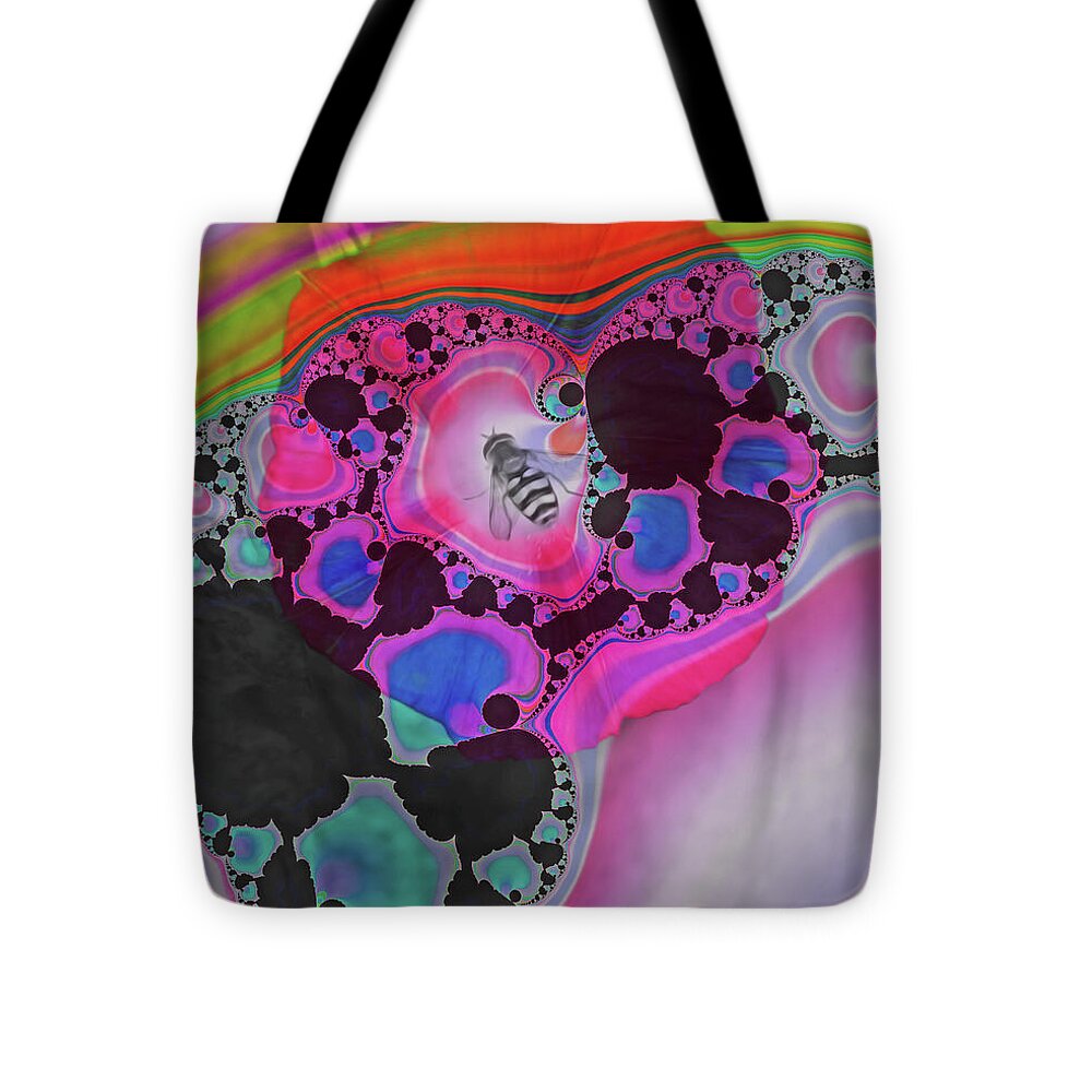 Fractals with Tiny Bumble Bee - Tote Bag