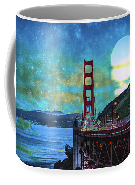 Golden Gate Bridge and Artistic Moon Landscape - Mug