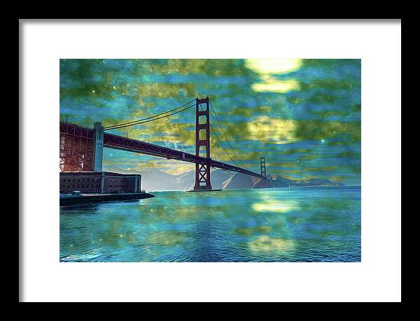 Golden Light on a Goldne day in the Golden Gate Bridge - Framed Print