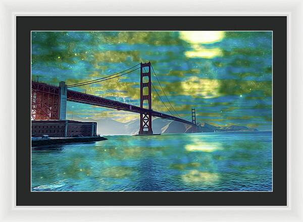 Golden Light on a Goldne day in the Golden Gate Bridge - Framed Print