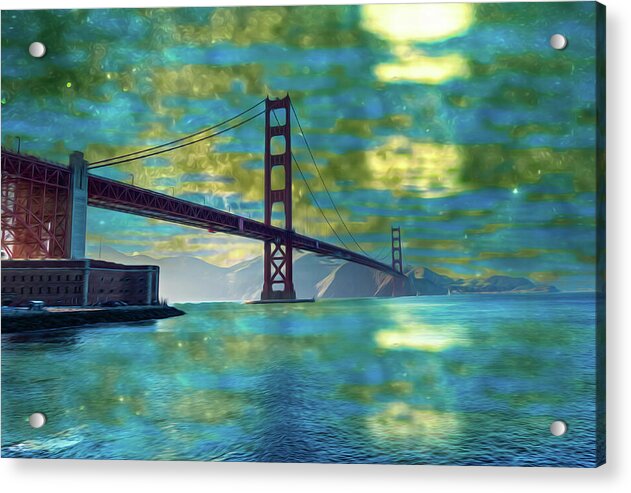 Golden Light on a Goldne day in the Golden Gate Bridge - Acrylic Print