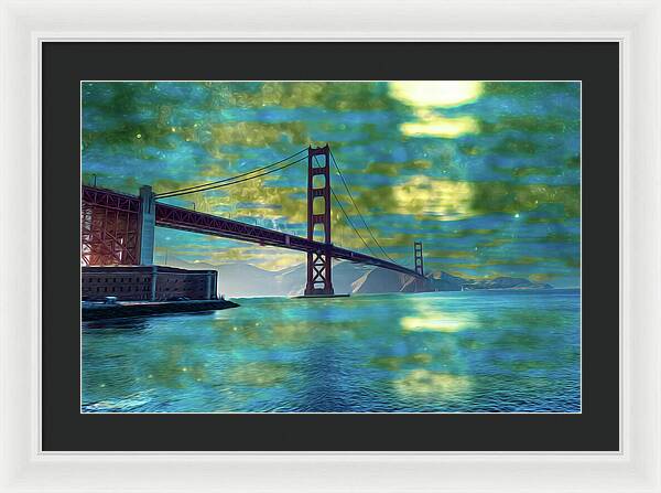 Golden Light on a Goldne day in the Golden Gate Bridge - Framed Print