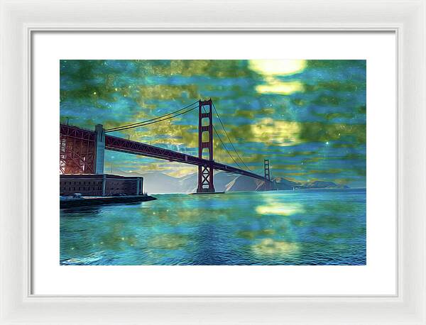 Golden Light on a Goldne day in the Golden Gate Bridge - Framed Print