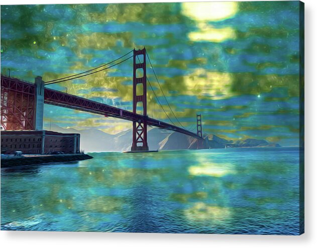 Golden Light on a Goldne day in the Golden Gate Bridge - Acrylic Print